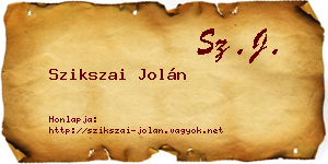 Szikszai Jolán névjegykártya