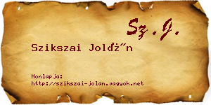 Szikszai Jolán névjegykártya