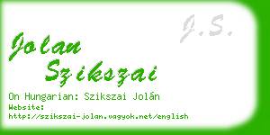 jolan szikszai business card